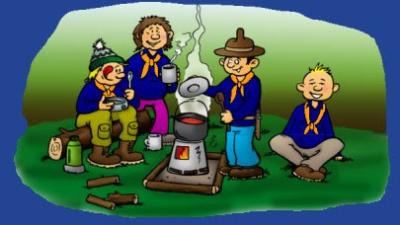 Billede af spejdere der laver mad